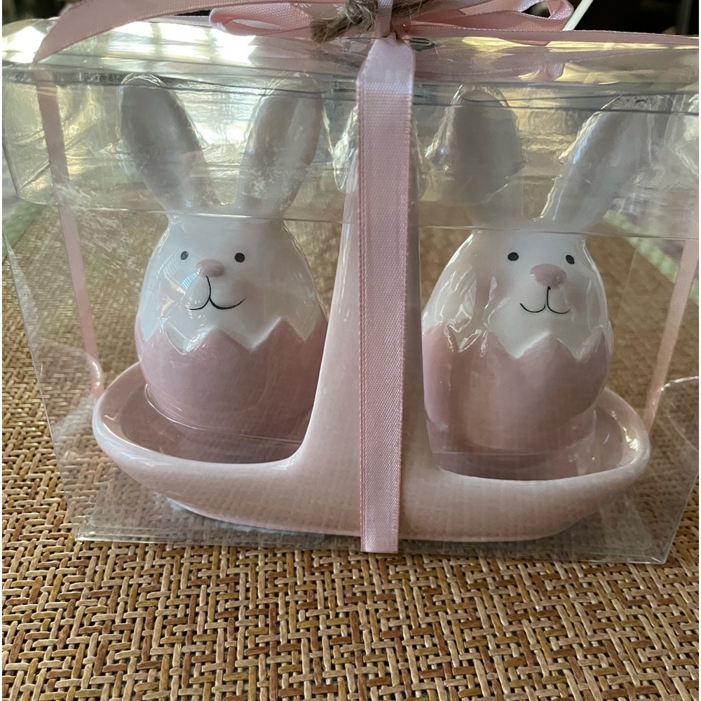 New Bunnies in Basket Salt & Pepper shaker set